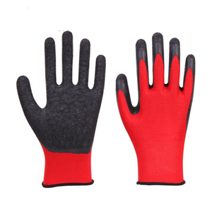 Gants de travail de sécurité enduits de latex froissé avec doublure en polyester de calibre 13