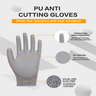 Gants de travail de sécurité en nylon gris en nylon en nylon