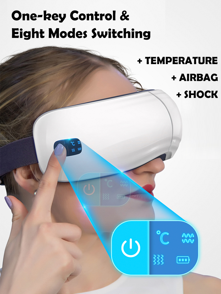 Ventes chaudes Rechargeable Handheld Mini 3D Eye Massager Air Bag Graphène Chauffage Vibrant Eye Massager avec Bluetooth Music