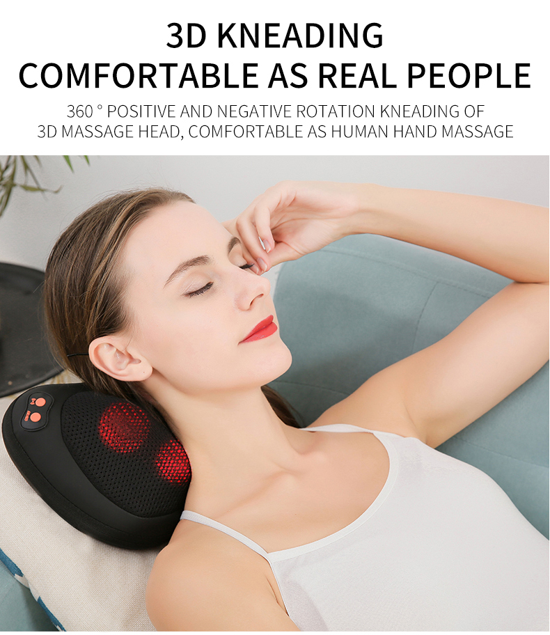 Vente en gros électrique oreiller masseur voyage voiture usage domestique pétrissage cervical shiatsu cou oreiller de massage avec chaleur
